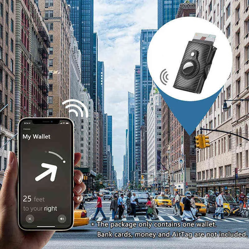 Rfid birtag plånbok pengar väskan läderkorthållare små män kvinnor plånböcker små handväska lufttaggar fallväska för bpple birtags tracker h2594