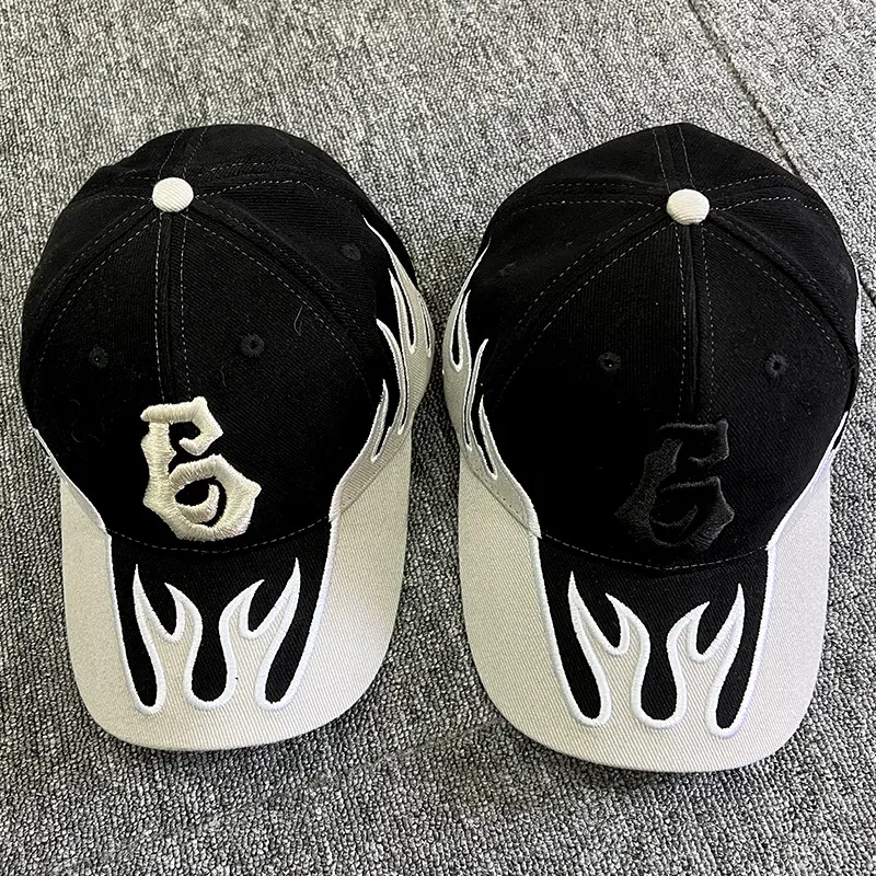 Kanye z tym samym akapitem kapeluszu Legend6 Hip-Hop Fog Street Tide Brand Flame Baseball Cap Peaked Hat Donda Fashion Accessories254D