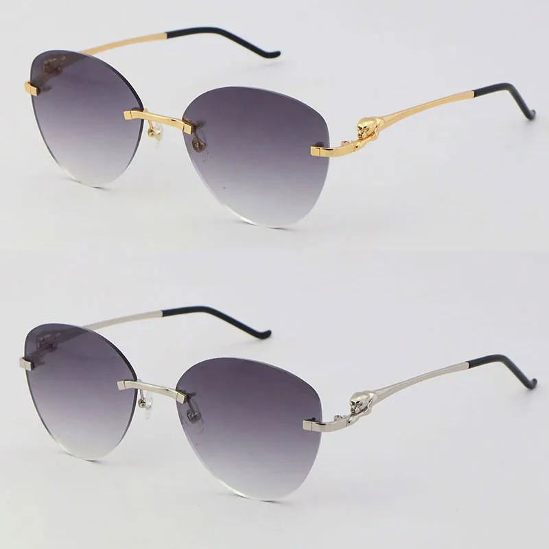 Nouveau Luxury Butterfly Lens Series Leopard Metalles Metalless Sunglasses Designer conduisant des verres unisex