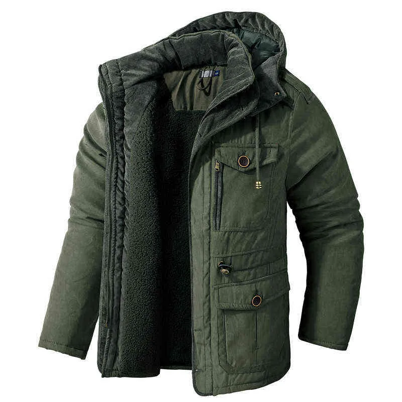 Veste d'hiver Hommes À Capuche Coupe-Vent Coton Rembourré Épaissir Manteau De Neige Mâle Slim Fit Casual Polaire Chaud Vestes Homme Classique Parkas L220706