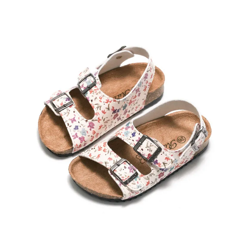 Baby Girls Shoes Summer Cork Sandals Infant Prewalker Double Buckle Band Child Floral Kawaii Flipflops Anti Skid Sandalias 220525