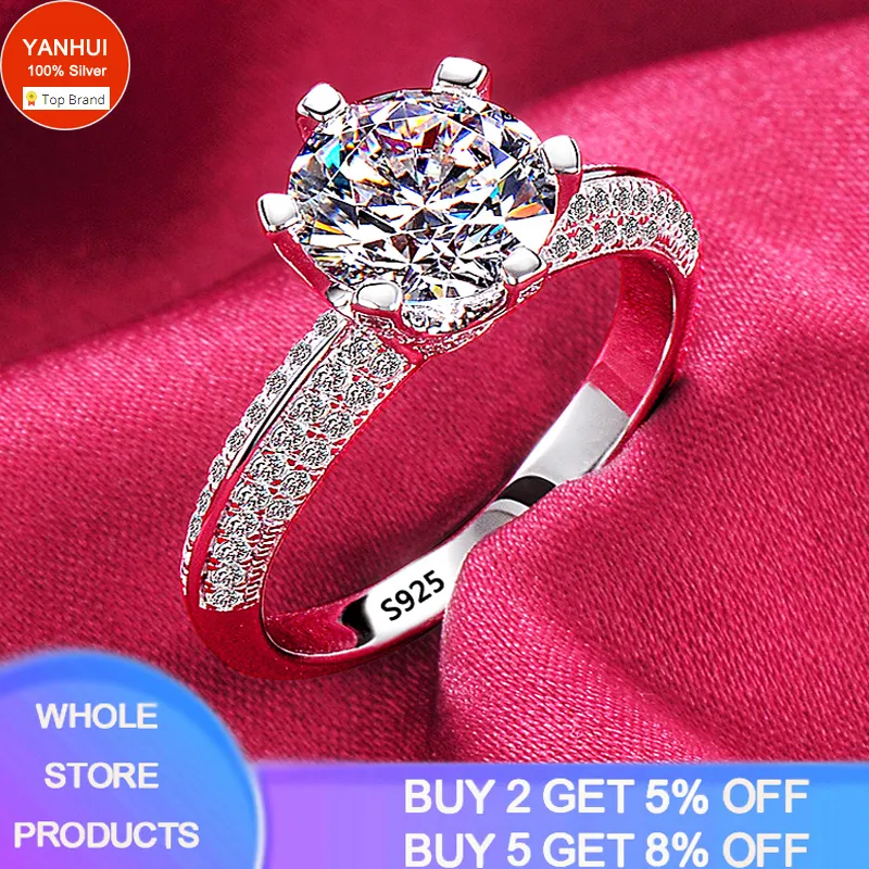 Luxe 18K Or Blanc Couleur Tibétain Argent 925 Bague Coupe Ronde Zircone Diamant Mariage Bande De Fiançailles Bijoux De Mariée Femmes Cadeau 220728