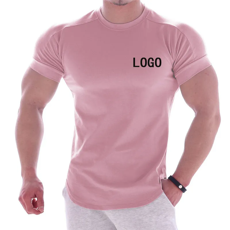 Artı Boyut Kalitesi Erkek Yuvarlak Boyun Tişört Özel Koşu Eğitimi Tişörtlü Erkekler Hızlı Kuru Elastikiyet Egzersiz Tişörtleri 220609