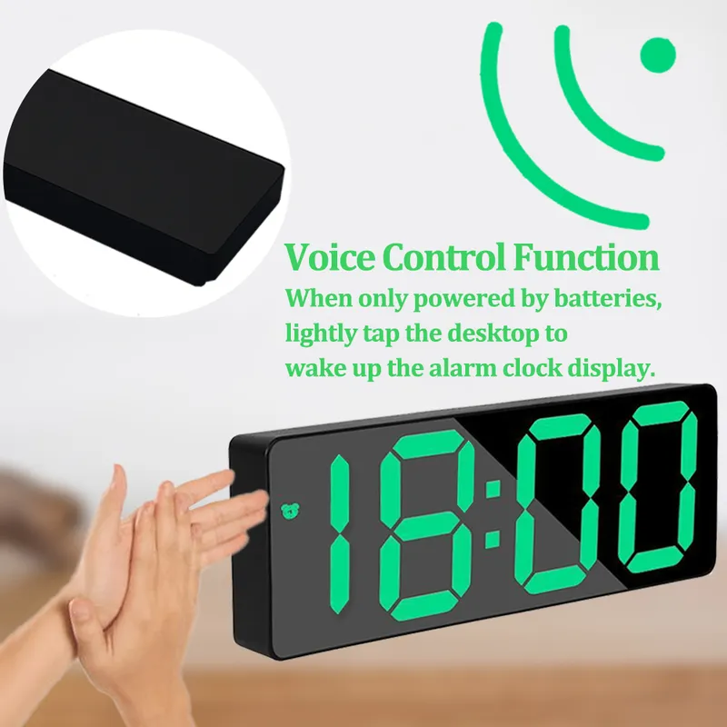 Digital Alarm Clock LED Screen Electronic Clock Large Number Display Clocks Digital Table Clocks With Voice Control Function 220623