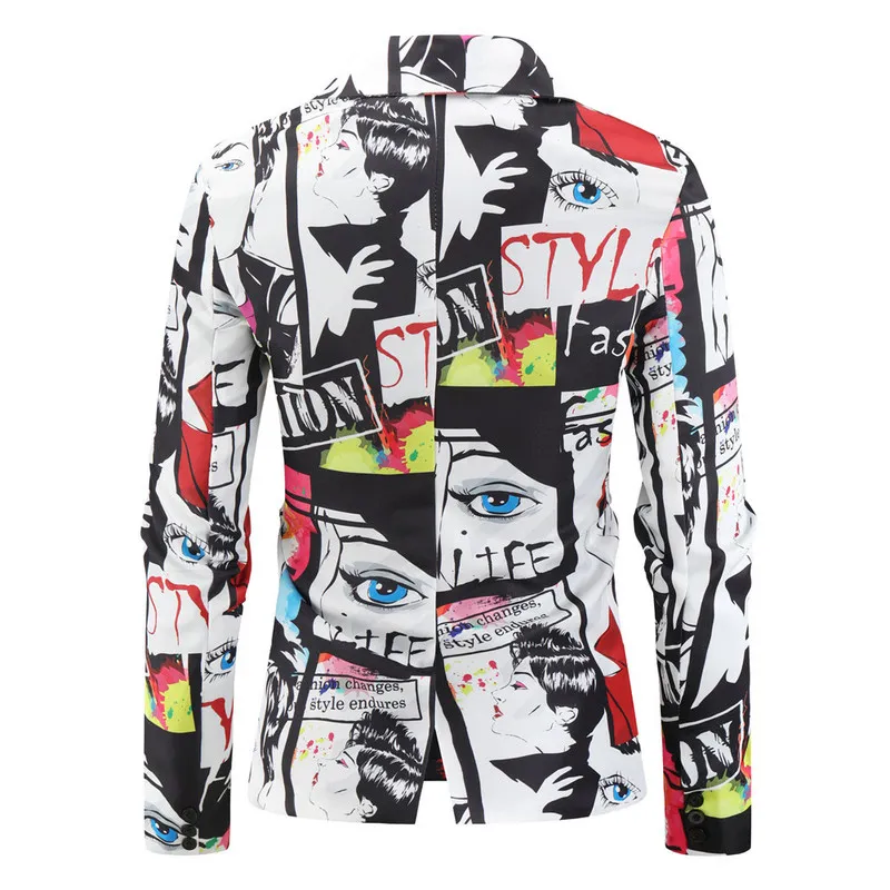 남자 패션복 파티 코트 캐주얼 슬림 핏 블레이저 버튼 양복 3D 플로럴 프린트 페인팅 블레이저스 재킷 남자 220725