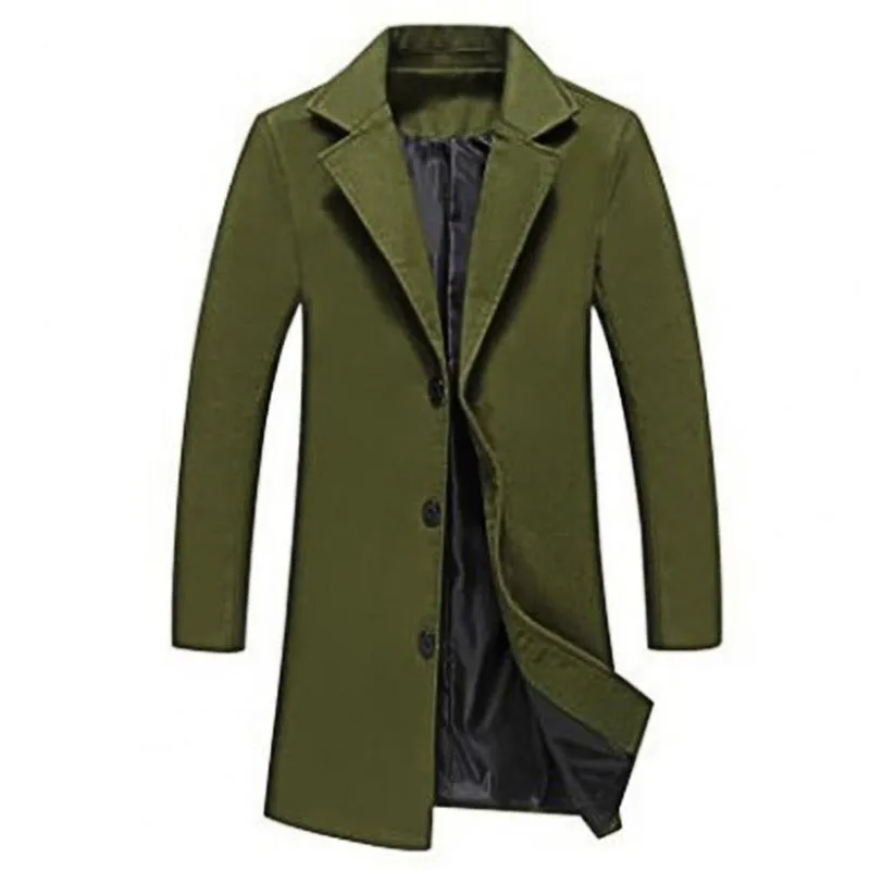 Men's Trench Coats Winter Men Coat Single Breasted Decorative Men's Jacket Easy Match Polyester Keep Warm Male Overcoat for Office Men's Clothing 220826