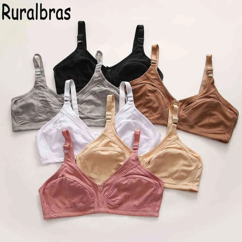 Ruralbras Copo completo C D E F g Bras para mulheres Push up Up Top de algodão macio de algodão One Pice