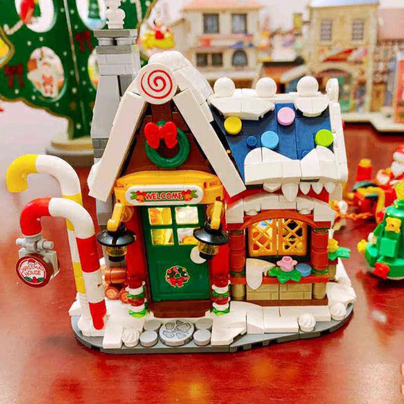 LOZ Mini Casa de Natal Modelo Building Bloco Santa Claus Bonecas de Bonecas Arquitetura Tijolos DIY Crianças Brinquedo Presentes AA220317