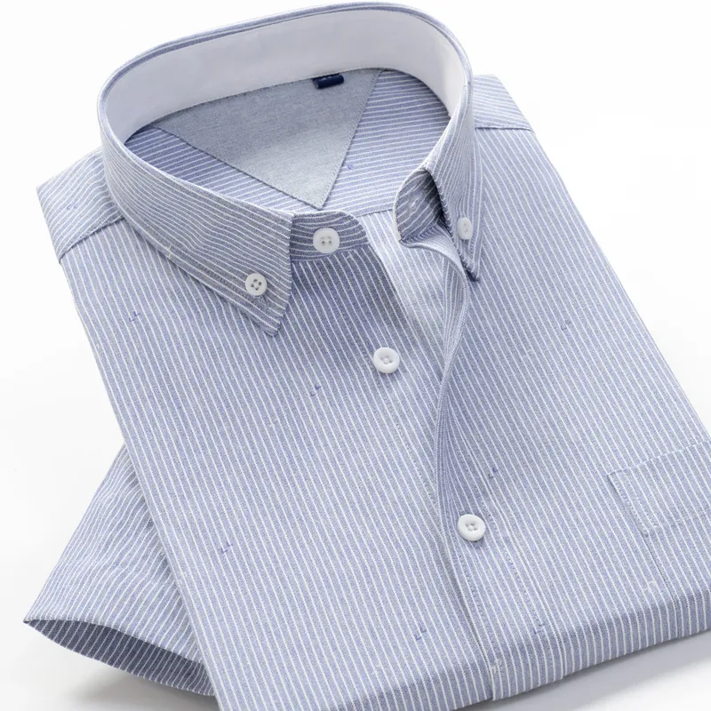 Shan Bao Classic Brand Mäns Business Casual Loose Plaid Short-Sleeved Shirt Sommar Professionell Office Stor Storlek Skjorta 220401