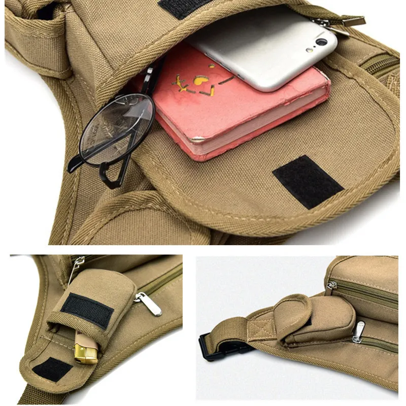 Men Canvas Drop Leg Bag Waist Bag Fanny Pack Belt Hip Bum Military travel Multipurpose Motorcycle Messenger Shoulder Bags 220721