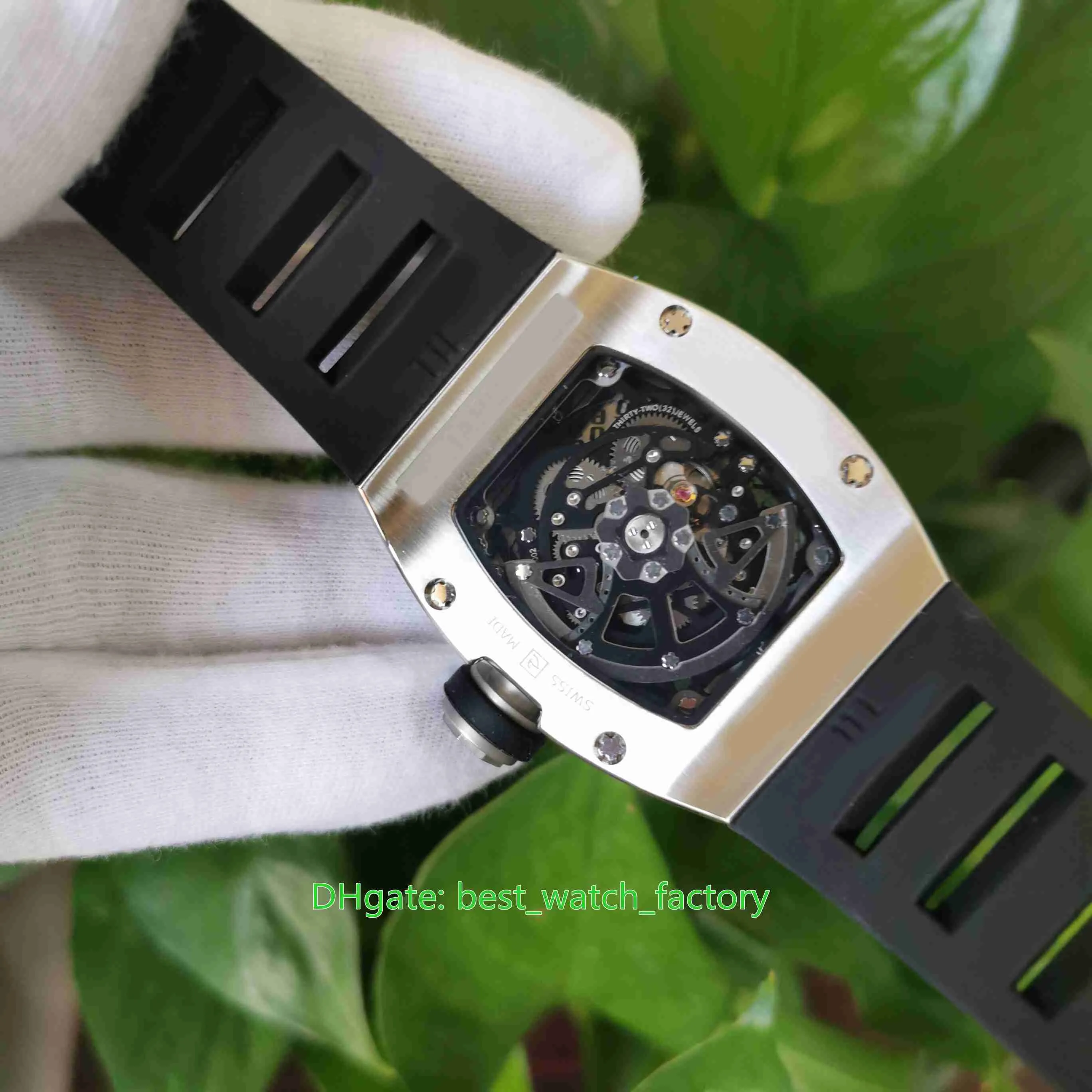 Venda de relógios de alta qualidade 39 3mm x 48mm RM010 AG RG-271 esqueleto extra plano de aço inoxidável transparente mecânico automático289o