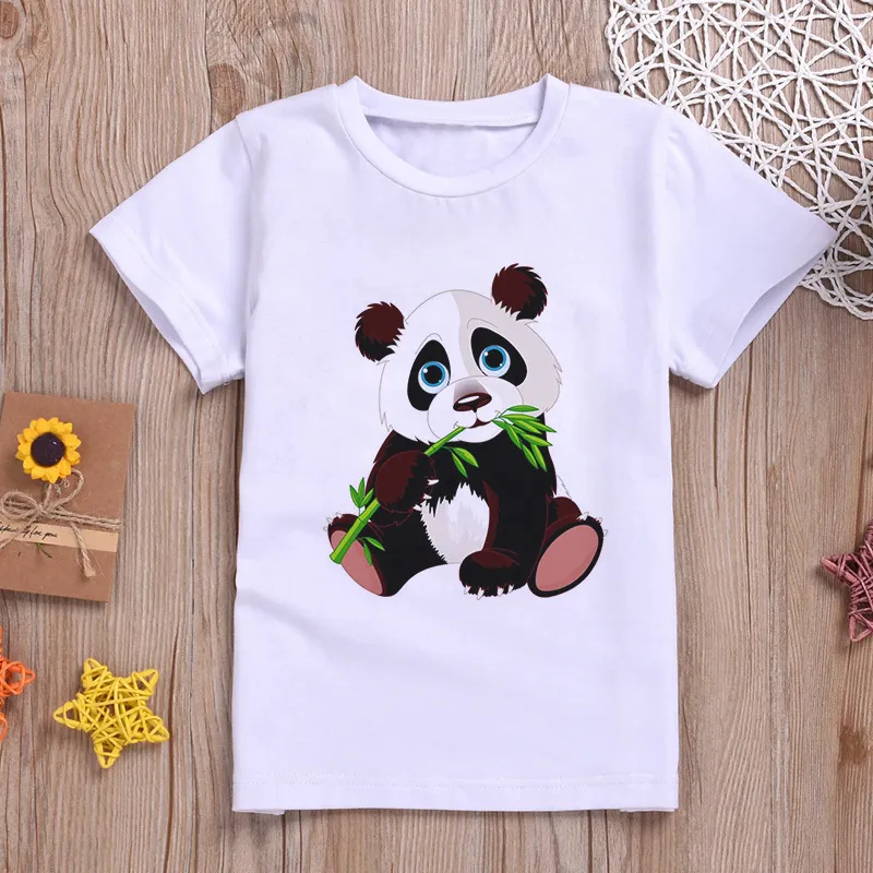 Hyllor tshirt barn pojkar och flickor tryck design tshirts pandas bambu -isbjörnar dans kawaii harajuku söta t skjortor 220620