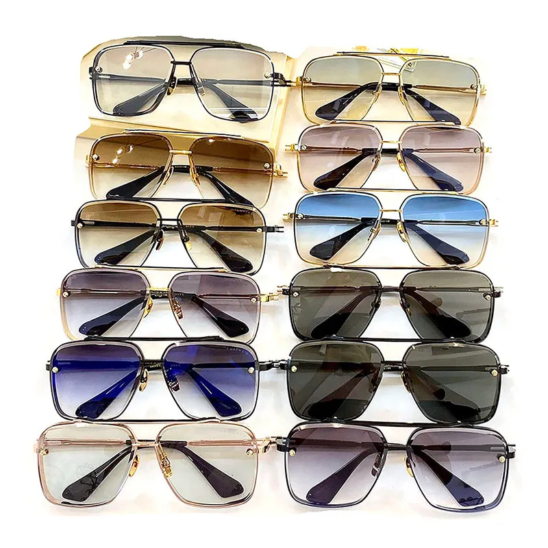 Luksusowe okulary przeciwsłoneczne dla kobiety męskie wysokiej jakości metalowy metalowy mach sześć okularów przeciwsłonecznych Big Oversited Owalna Rama Goggle Driv217L