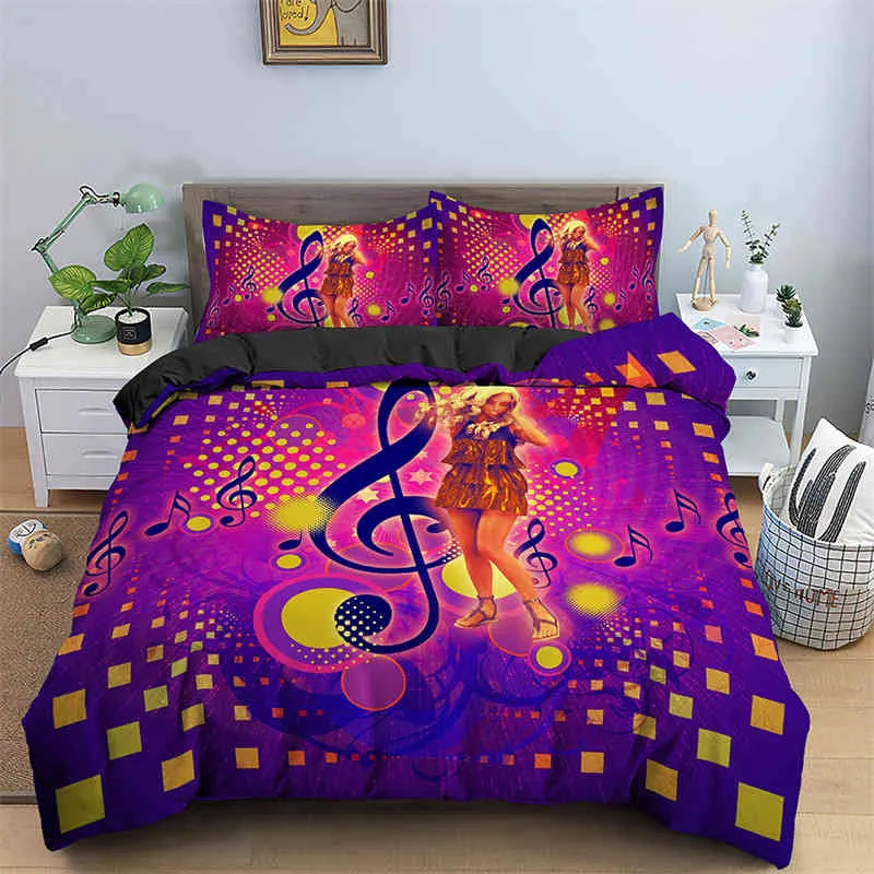 Musik tema king täcke cover 2/3 st anteckningar kreativa sängkläder set piano gitarrkomforner med örngott för barn vuxen