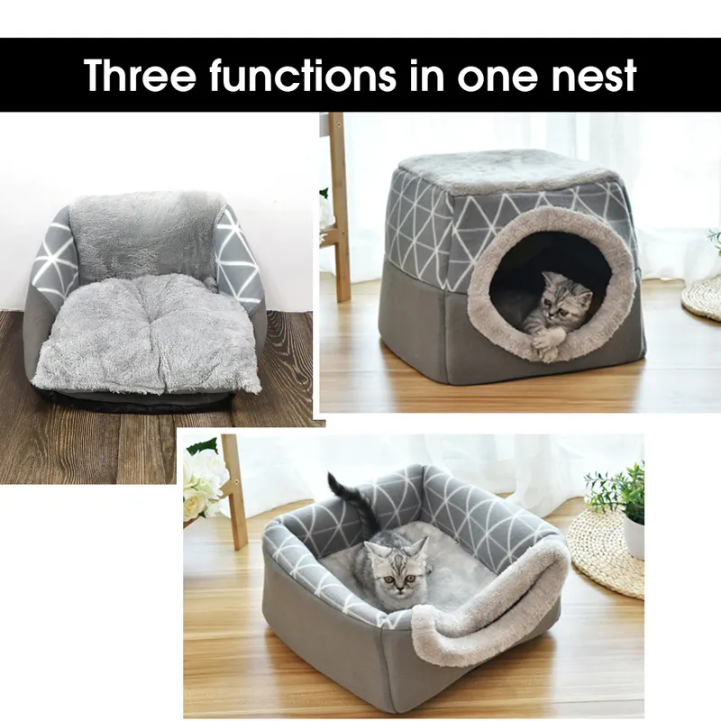 Ciepły Pet Dog Cat Łóżeczko Soft Nest Dual Używaj Pad Sleeping Pad Zima Przytulna hodowla dla małych psów S-puppy 220323