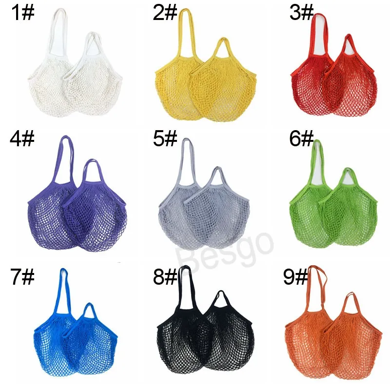 Cotton Mesh Net Handbags Vegetable Fruits Shopping Bag Reusable Hollow Out Storage Pouch Household Grocery Storage Bags BH6466 TYJ