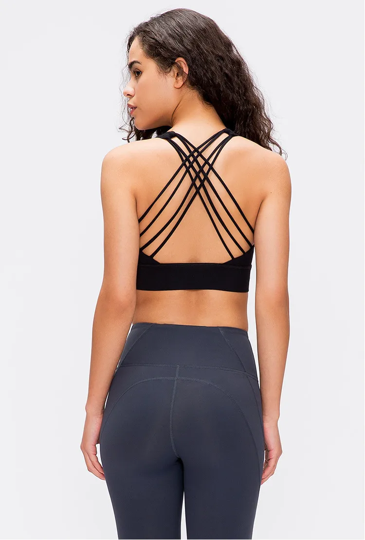 Soutien-gorge de Sport rembourré pour femmes, respirant, séchage rapide, dos croisé, haut court, sensation nue, réservoir avec coussinets de poitrine amovibles, course à pied, 220316