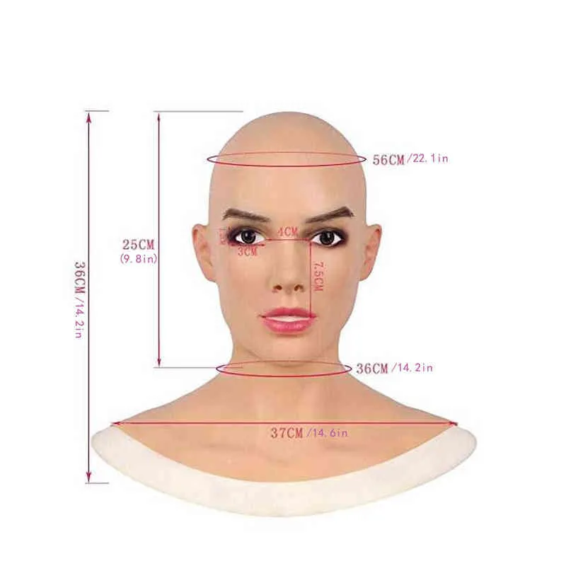 PC Wysokiej jakości bezpieczeństwo Kobieta Realistyczna silikonowa maska ​​crossdresser COS Halloween Dress Practical żartuje dla dzieci J22070857287385