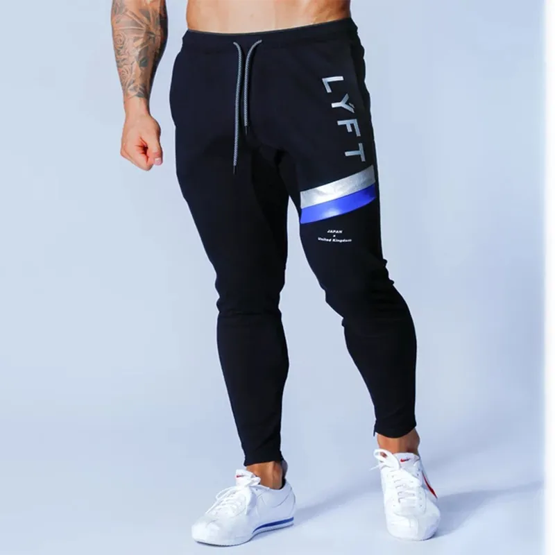 Homens calças de moletom fitness fisicultura de calças de calças casuais homens jogadores calças calças de moletom de algodão slim fit