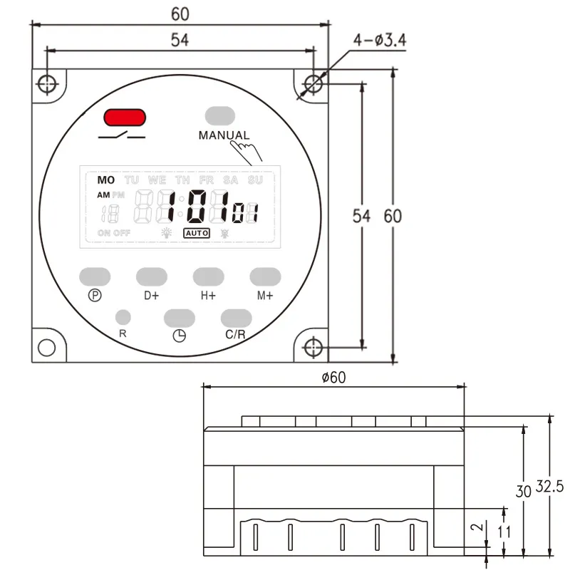 CN101A Digital Miomputer 7days Weekly Progronicmer Electronic Timer Switch 220V Реле времени с обратным отсчета 12 В DC для вентилятора Light 220618