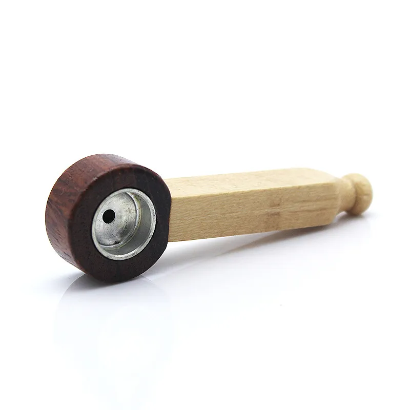 Pipa de madera maciza hecha a mano pura creativa forma de cuchara filtro de olla de hierro crudo pipa de tabaco de madera a juego de color