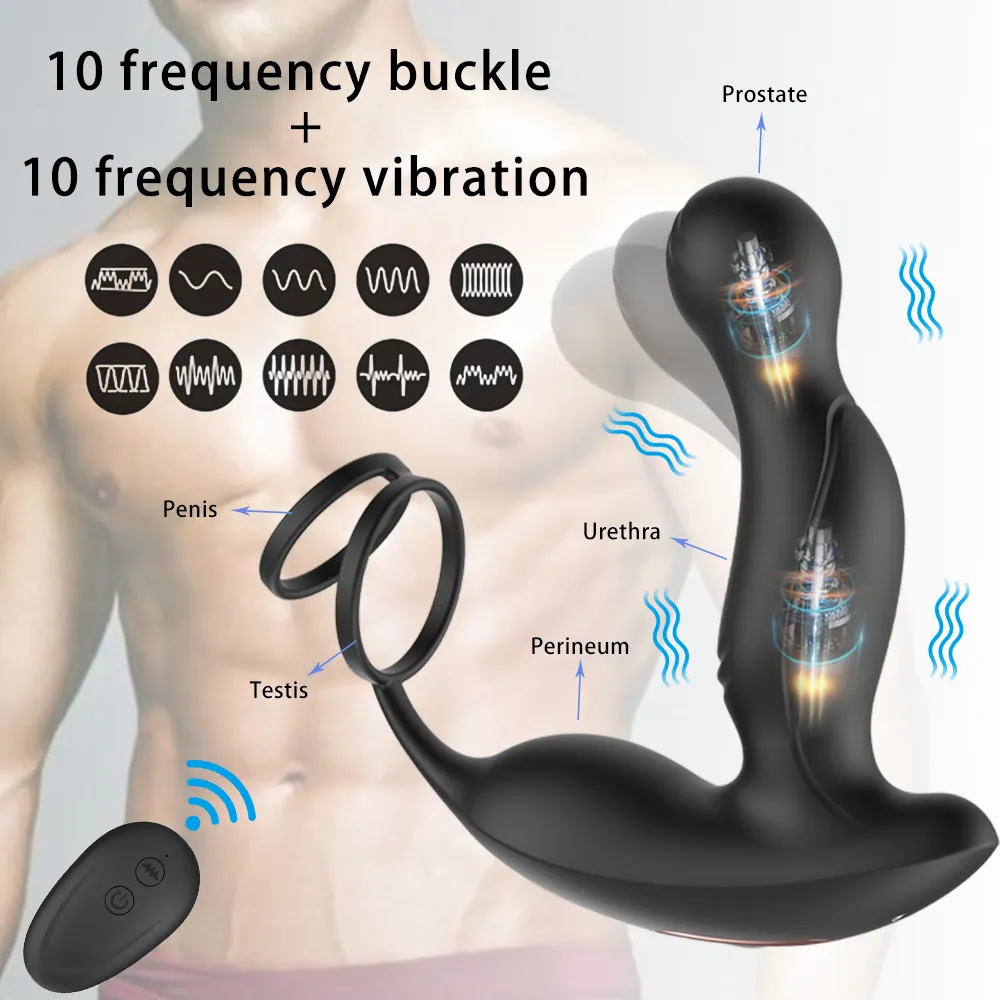 Vibrador masajeador de próstata masculino con Control remoto inalámbrico para hombres, tapón Anal de cola, juguetes sexys, juguete de silicona para parejas