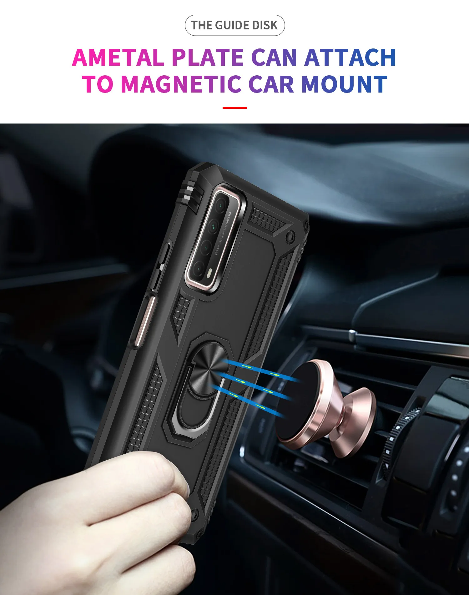 Armor Phone Cases For Huawei P Smart 2019 2020 2021 P30 P40 Lite Mate 30 40 Pro Plus Car Magnetic Holder Cover Ring Bracket