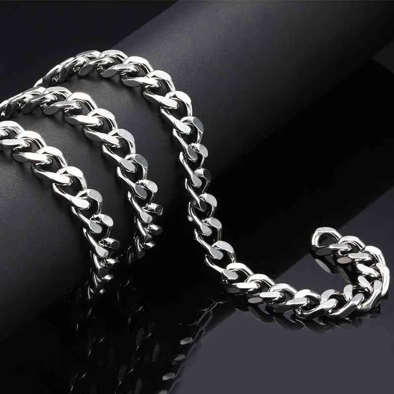 Kubansk kedja för män Kvinnor Punk Stainless Steel Curb Link Kedjor Halsband Vintage Armband Smycken Gör Bredd 10mm 1m