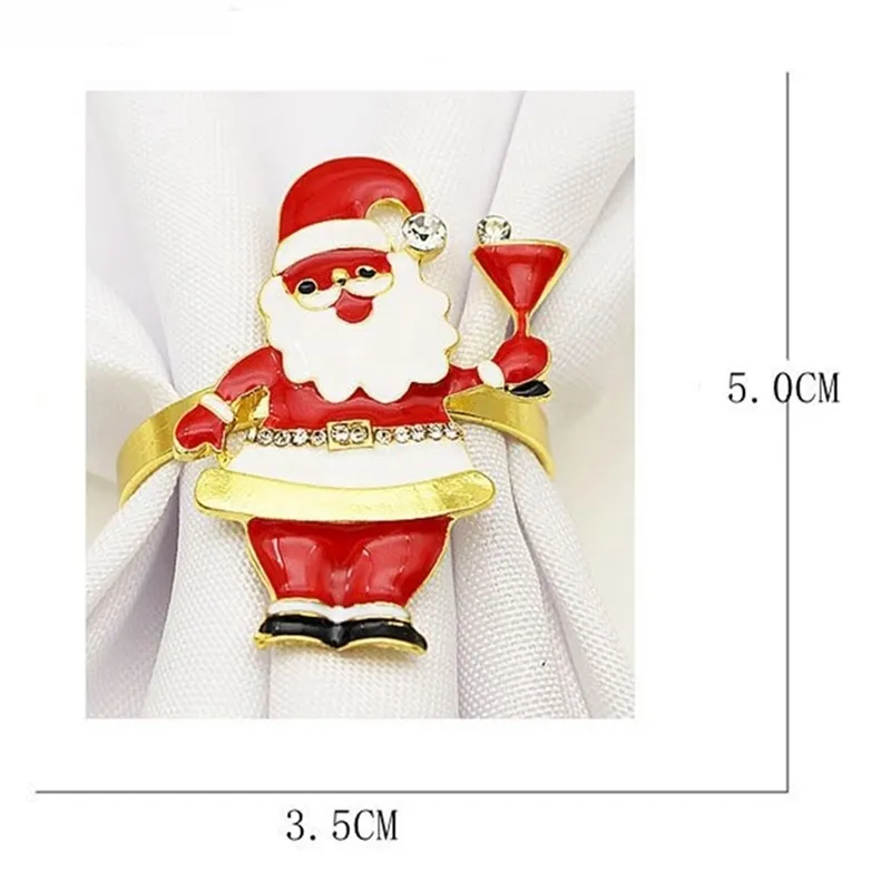 12 st Jul servett Ringar Santa Claus Holder för semesterfest Middag Bröllop Bankettinredning 220329
