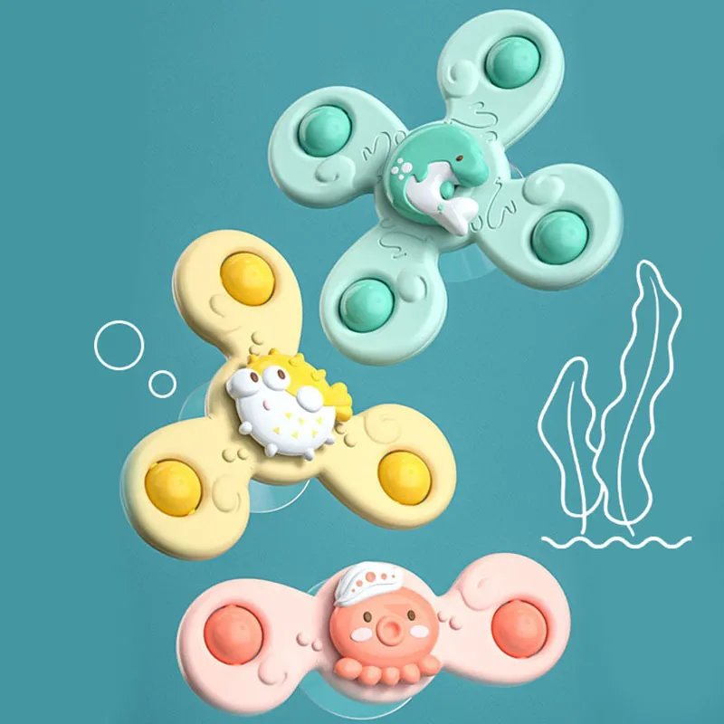 Grappig Montessori Baby Bath Toys For Boy Children Bathing Sucker Spinner Suction Cup Toy For Kids Water Fun Ratles Tentether Toys 220531
