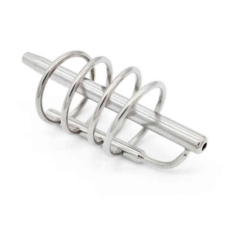 NXY Chastity Device Stainless Steel Four Ring Urethral Tube Metal Cb Male with Plug Rod Sex Products Lock 0416