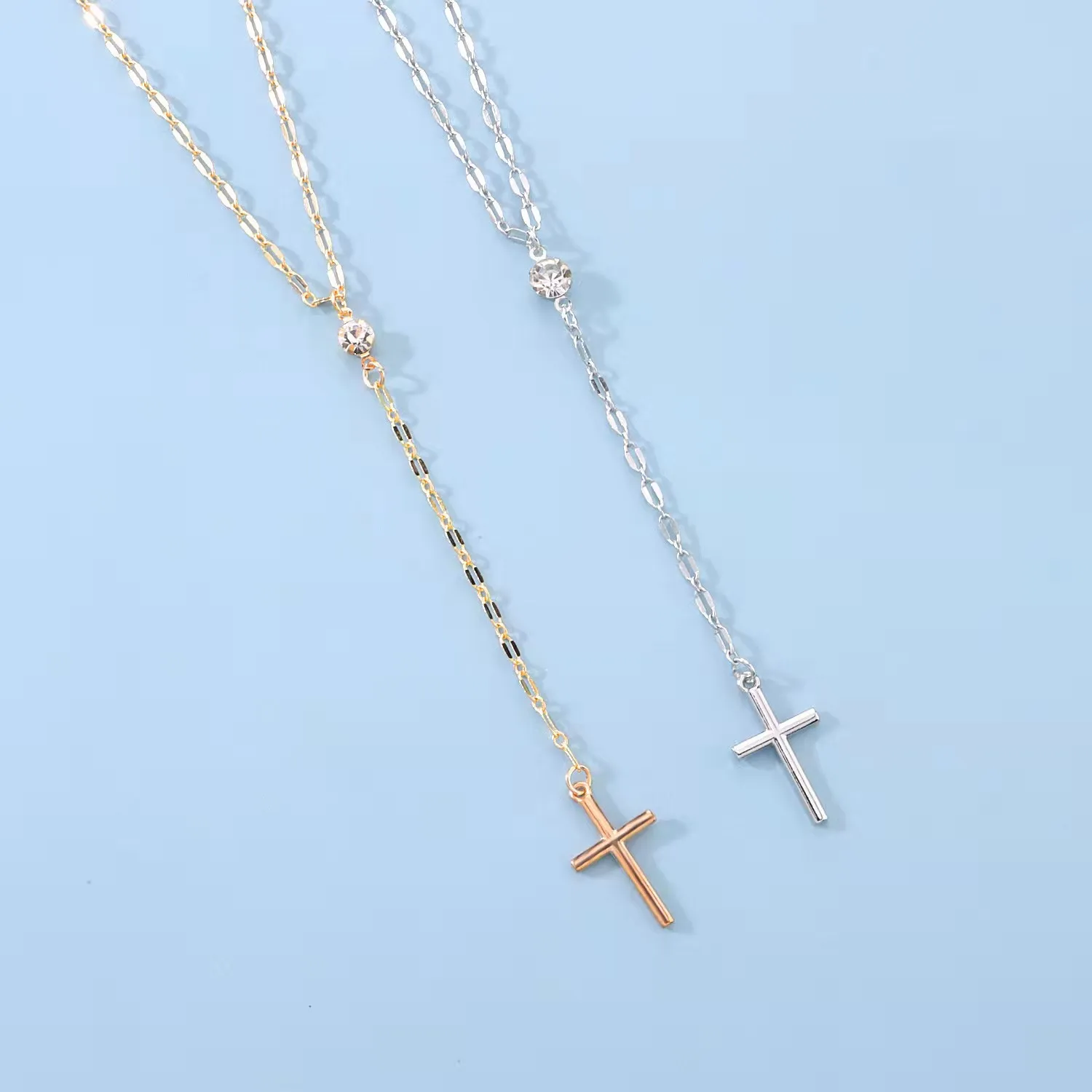 Collier pendentif croix 18 carats Simple et fin, bijoux à la mode, ras du cou en or et argent pour femmes, bijoux porte-bonheur, cadeaux 6066127