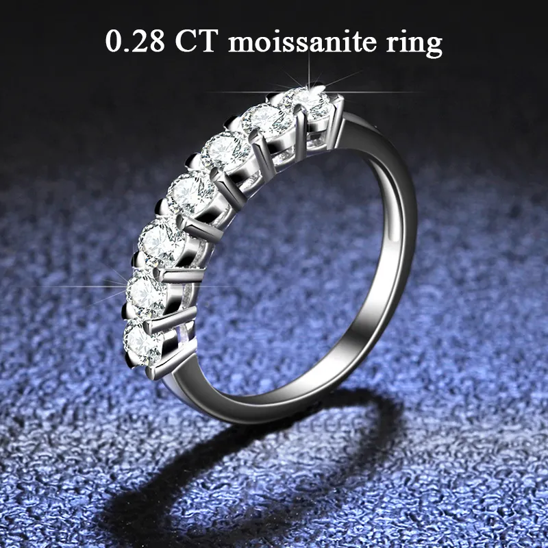 100 Pass Diamond Test Rings Platinum Plated Sterling Silver Round Cut Diamond Wedding Band Ring Set for Women Gift 2208131509456