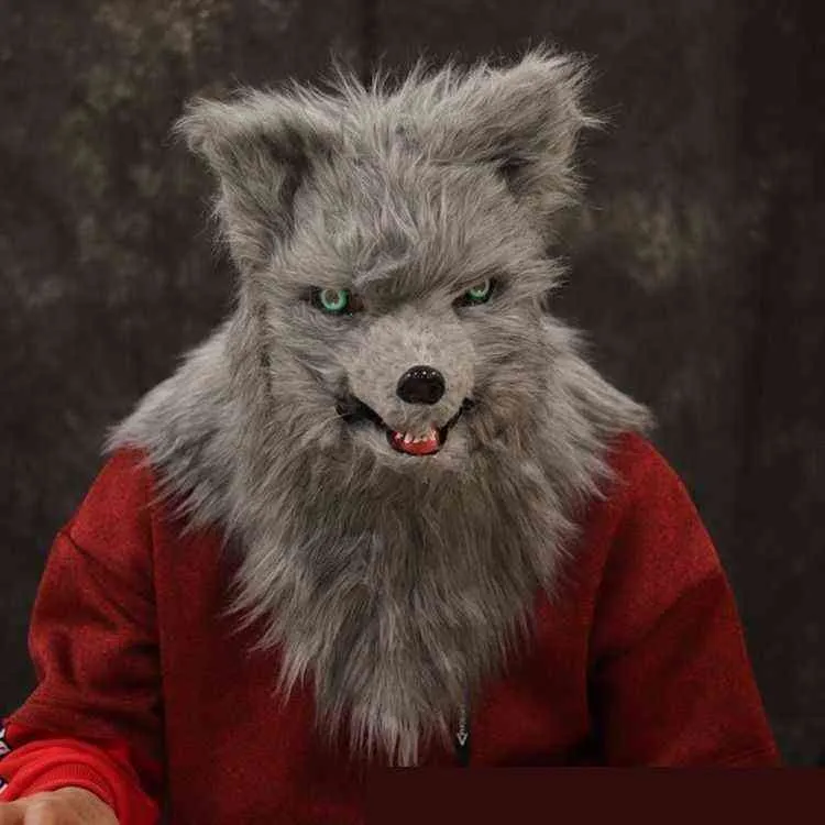 Halloween lobo cão festa máscara simulação pele cabelo longo animal engraçado natal cosplay festa raposa leão máscara pode ser reutilizado t2207271094640
