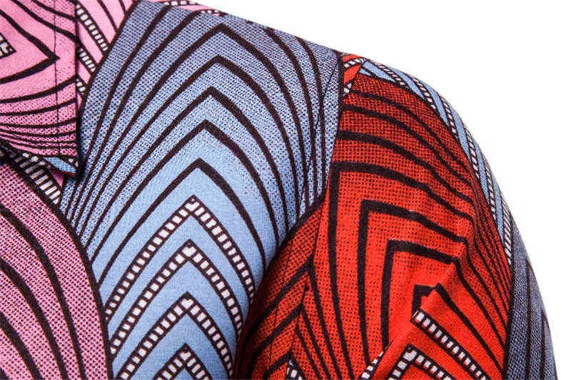 Модная полосатая социальная рубашка мужчина 2022 Новая африканская этническая печатная рубашка