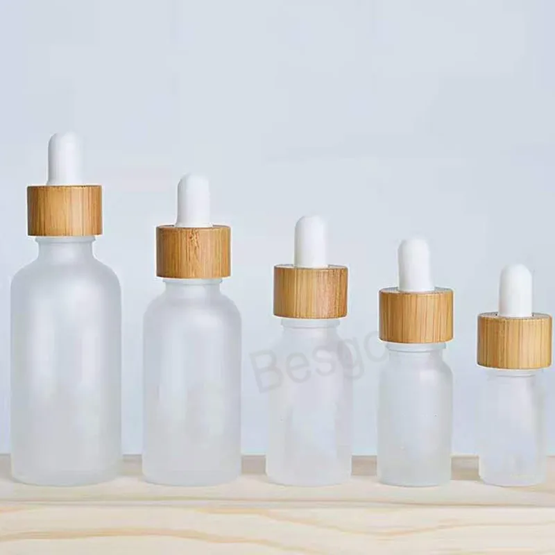 5 ml 10 ml vides bouteilles compte-gouttes d'huile essentielle gommage bouteilles en verre couvercle en bois bouteille de parfum voyage portable conteneur cosmétique BH6583 TYJ