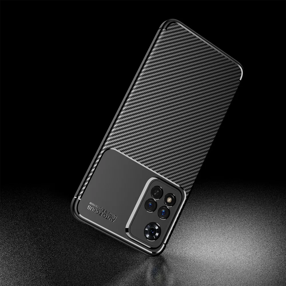 Couverture de cas d'amortisseur de luxe en fibre de carbone antichoc Tpu pour Xiaomi Poco M4 Pro 5g Redmi Note11 Note 11 Pro Plus Coke Fundas