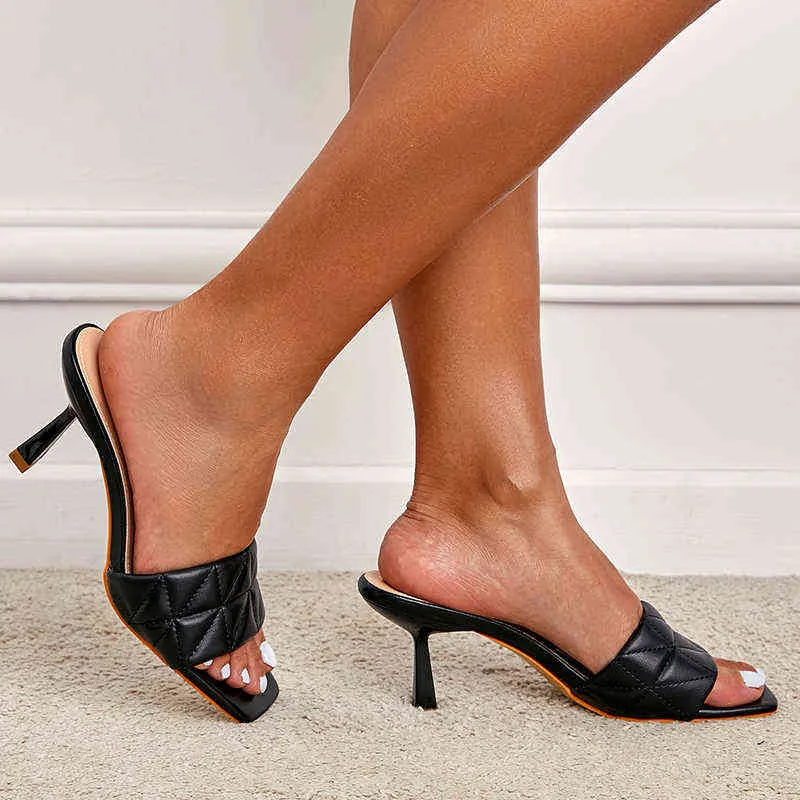 2022 Luxus Designer Slides Frauen 7,5 cm High Heels Maultiere Fetisch Sommer Mode Qualität Sandalen Dame Hausschuhe Grün Rot Schuhe G220527