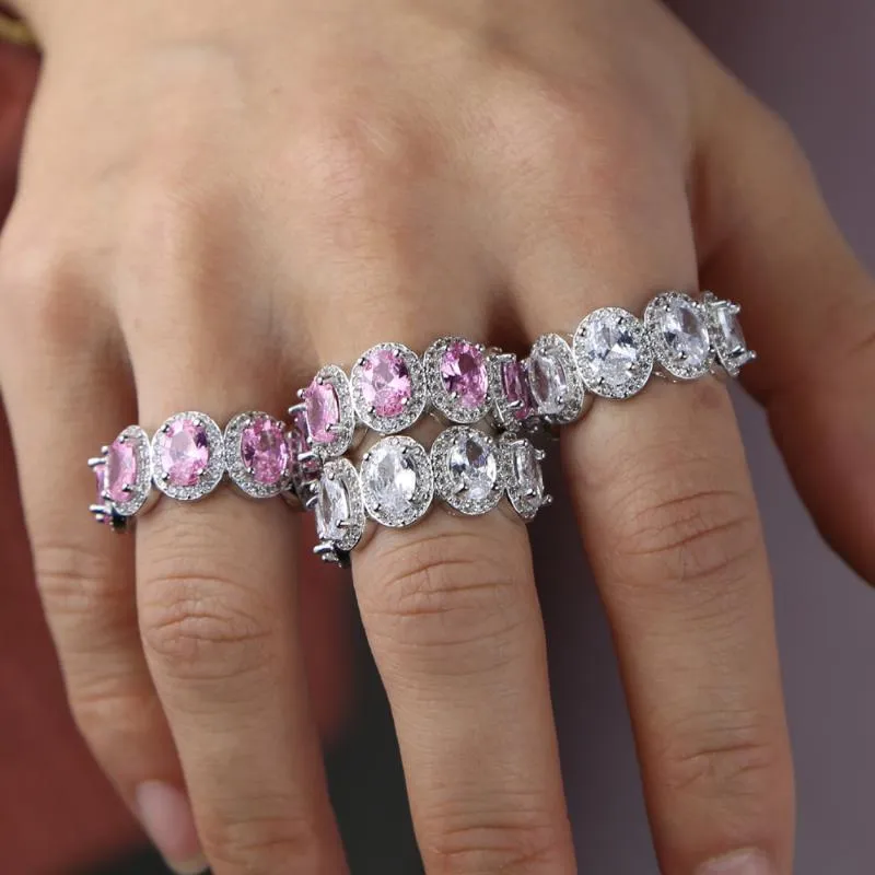 Anéis de cluster latão branco ouro cor rosa zircão para mulheres luminosa feminina jóias finas prong configuração luxo cz pedra ring248s