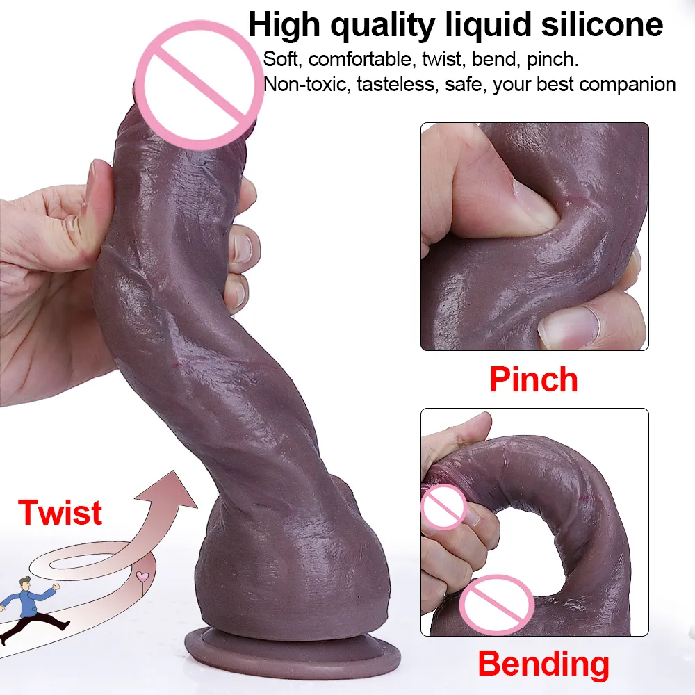 Realistic Dildos Erotic Black Skin Dick with Super Strong Suction Cup sexy Toys for Woman Men Artificial Penis G-spot Simulation