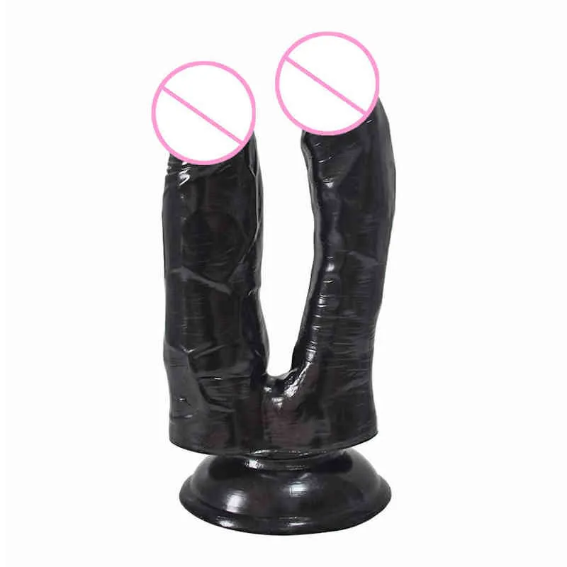 Nxy Dildos Simulated Penis Double Headed Pvc Wearing Women s Lesbian Sex Toys Adult Products False 220601