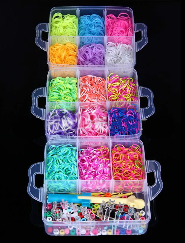 Rubber Bands DIY Weaving Tool Box Creative Set Elastic Silicone Bracelet Kit Kids Toys for Children Girls Gift 2206082653324