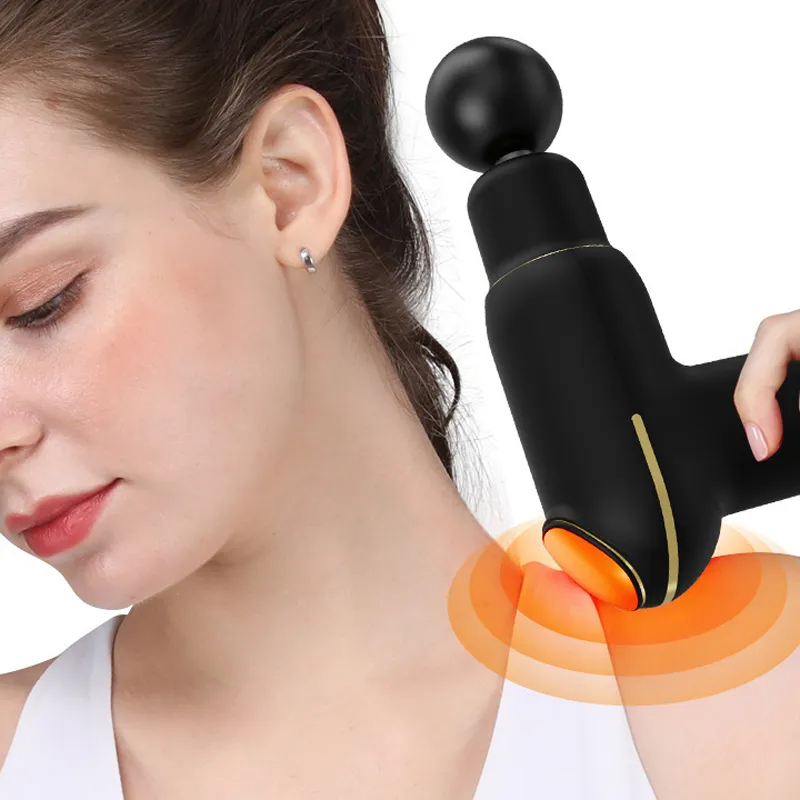 Komprimera elektrisk massage pistol LCD elektrisk massager bantning kropp muskelavslappning för nackens bakben 4 massage head215w