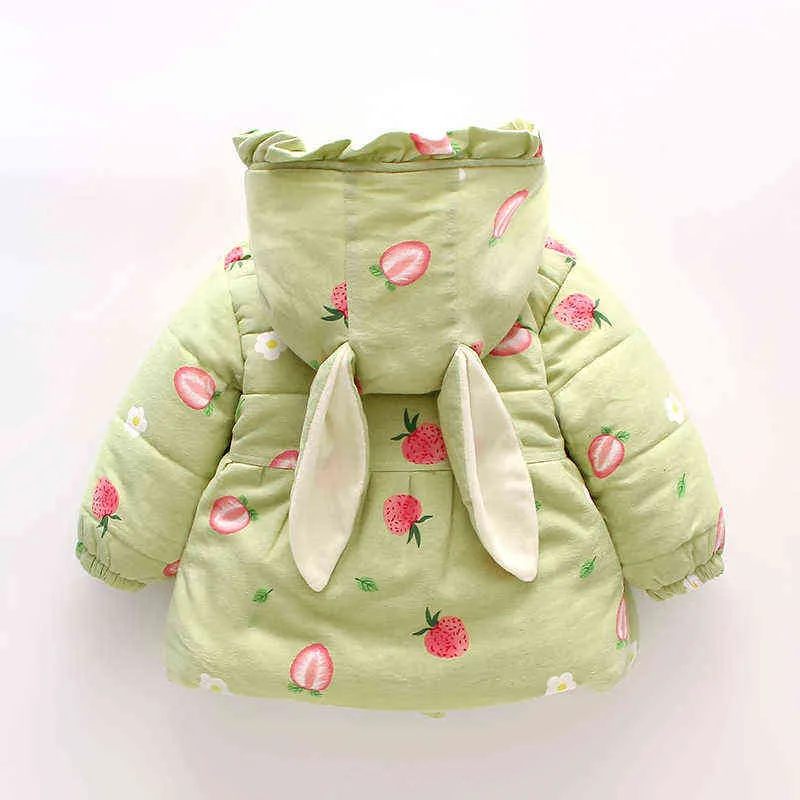 Зимняя одежда для девочек-малыша милая кроличья ушная капюшона густое теплое новорожденное детское пальто для девочек Рождество Верхняя одежда 0-3Y J220718