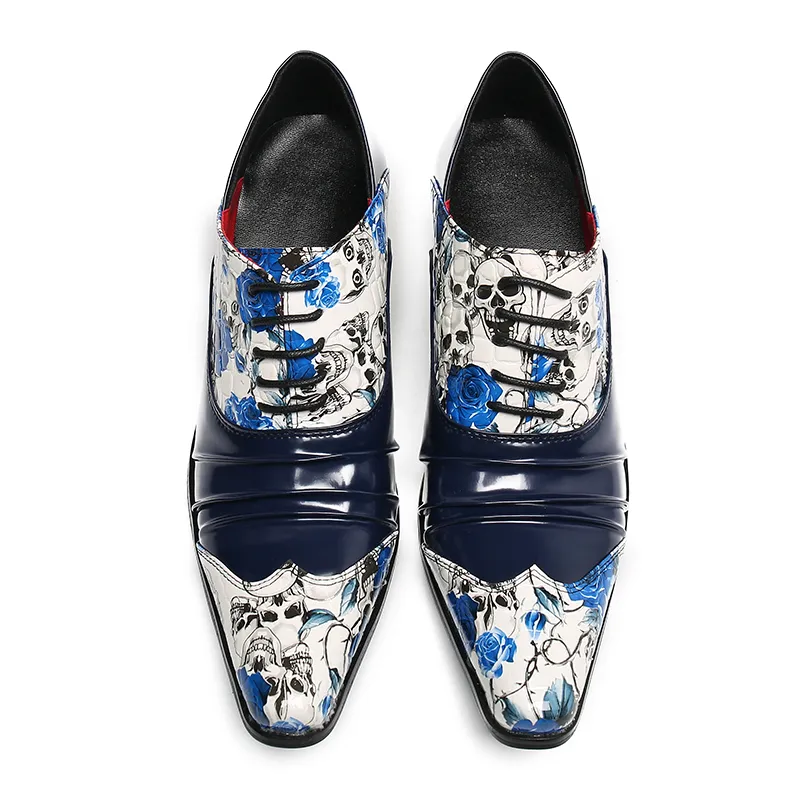 Итальянские мужские одежды для обуви высокие каблуки элегантный цветочный принт оксфордский мариб мужчина подлинная кожаная кожаная обувь сапато Masculino
