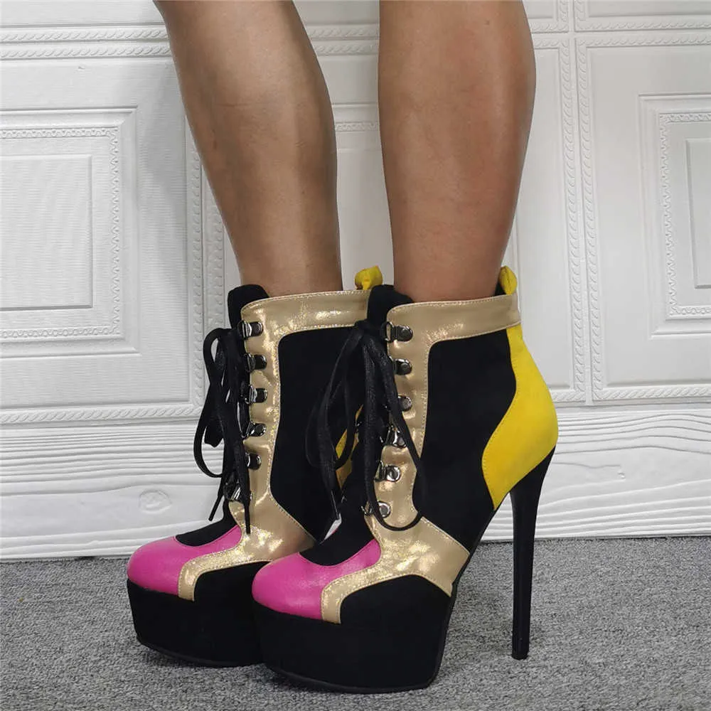 Sorbern, botas personalizadas para mujer, botines de tacón alto con plataforma para mujer, zapatillas de deporte de colores mezclados Stilettos