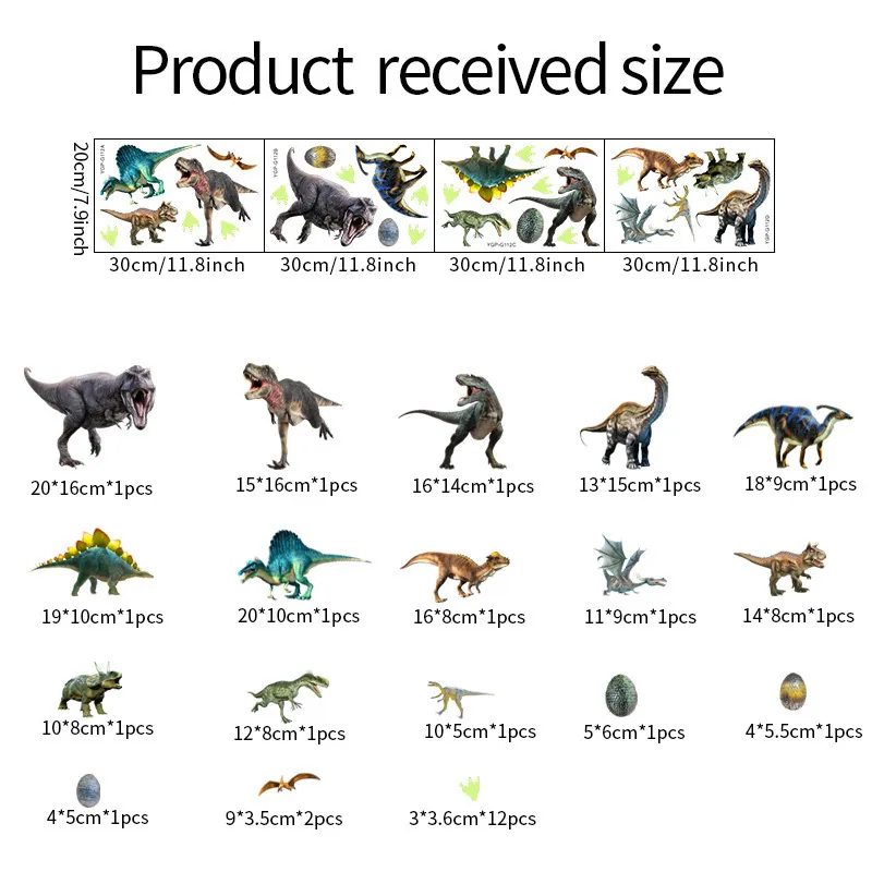 緑色の光明る恐竜の壁ステッカーホームベッドルームキッズルーム装飾動物蛍光デカールは暗いステッカー220607で輝きます