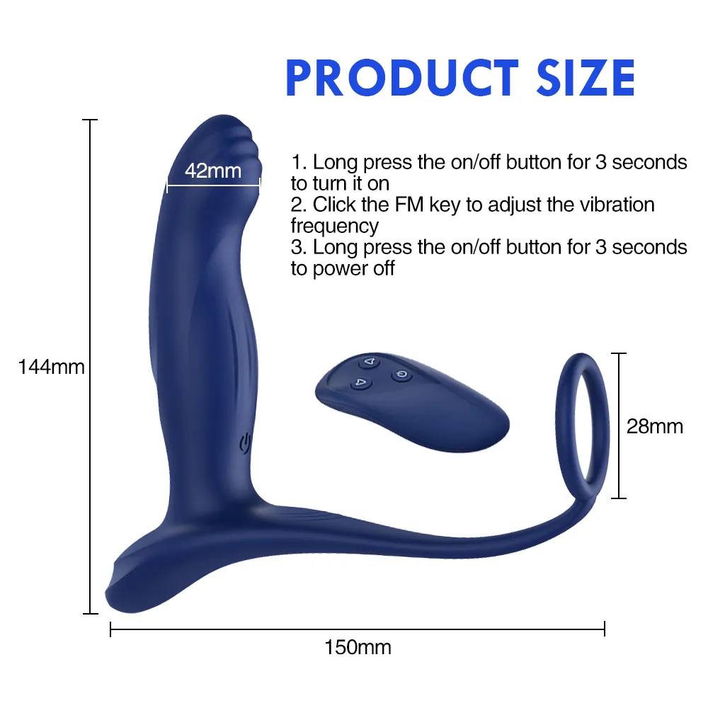 Manlig prostata massager vibrator anal plug trådlös fjärrkontroll bärbar fördröjning utlösning penis ringer erotiska sexiga leksaker för män