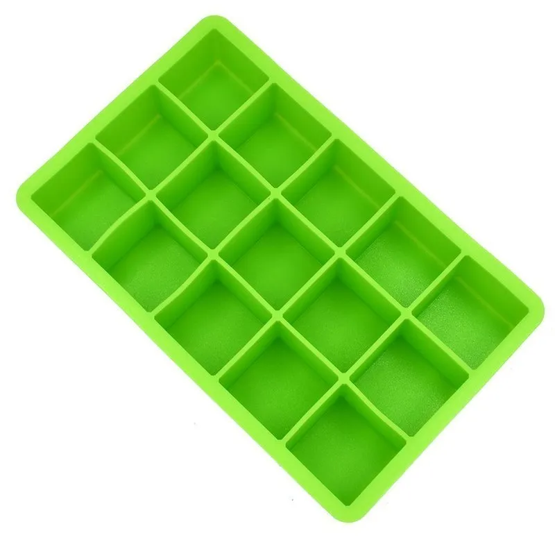 15グリッドフードグレードシリコンアイス格子型四角い形状冷蔵庫グリーントレイフルーツブロックメーカーキッチンストレージツール220509