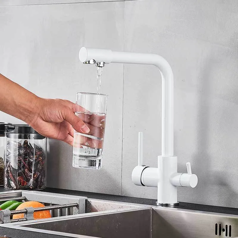 ULGKSD Purified Faucet Chrome Küchen-Doppelgriff-Reinigungswasser-Trinkhahnmischer 220401